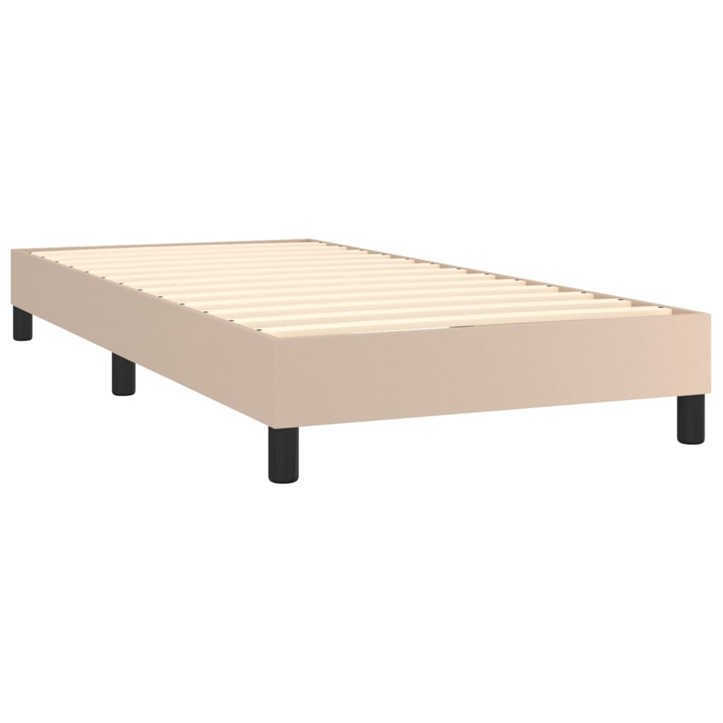 vidaXL Cama box spring c/ colchão/LED 90x200cm couro artif. cappuccino