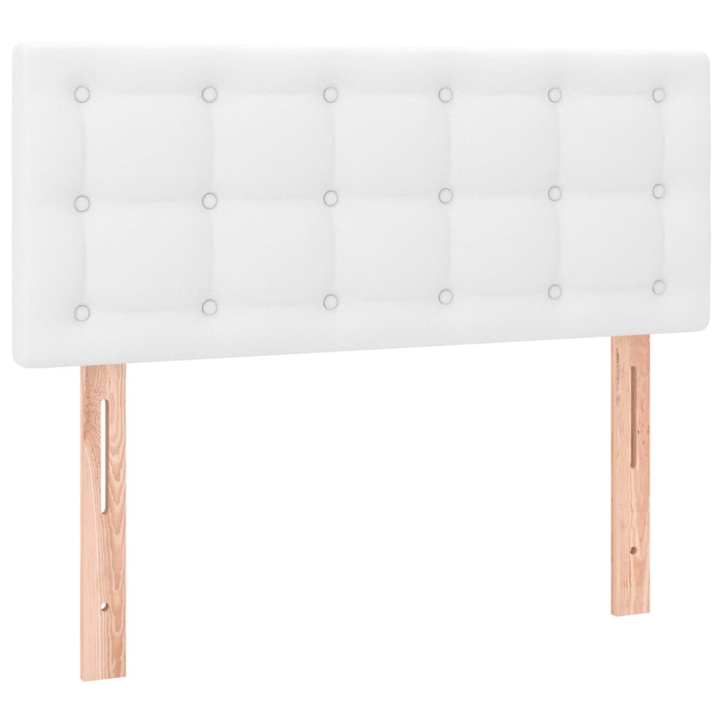 vidaXL Cama box spring c/ colchão/LED 90x190cm couro artificial branco