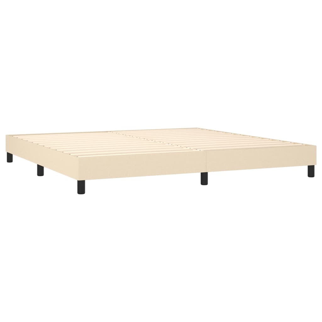 vidaXL Cama box spring c/ colchão e LED 200x200 cm tecido cor creme