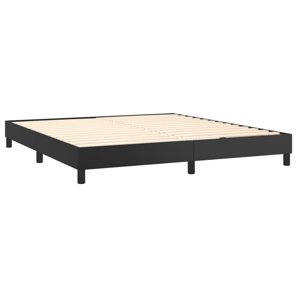 vidaXL Cama box spring c/ colchão/LED 160x200cm couro artificial preto