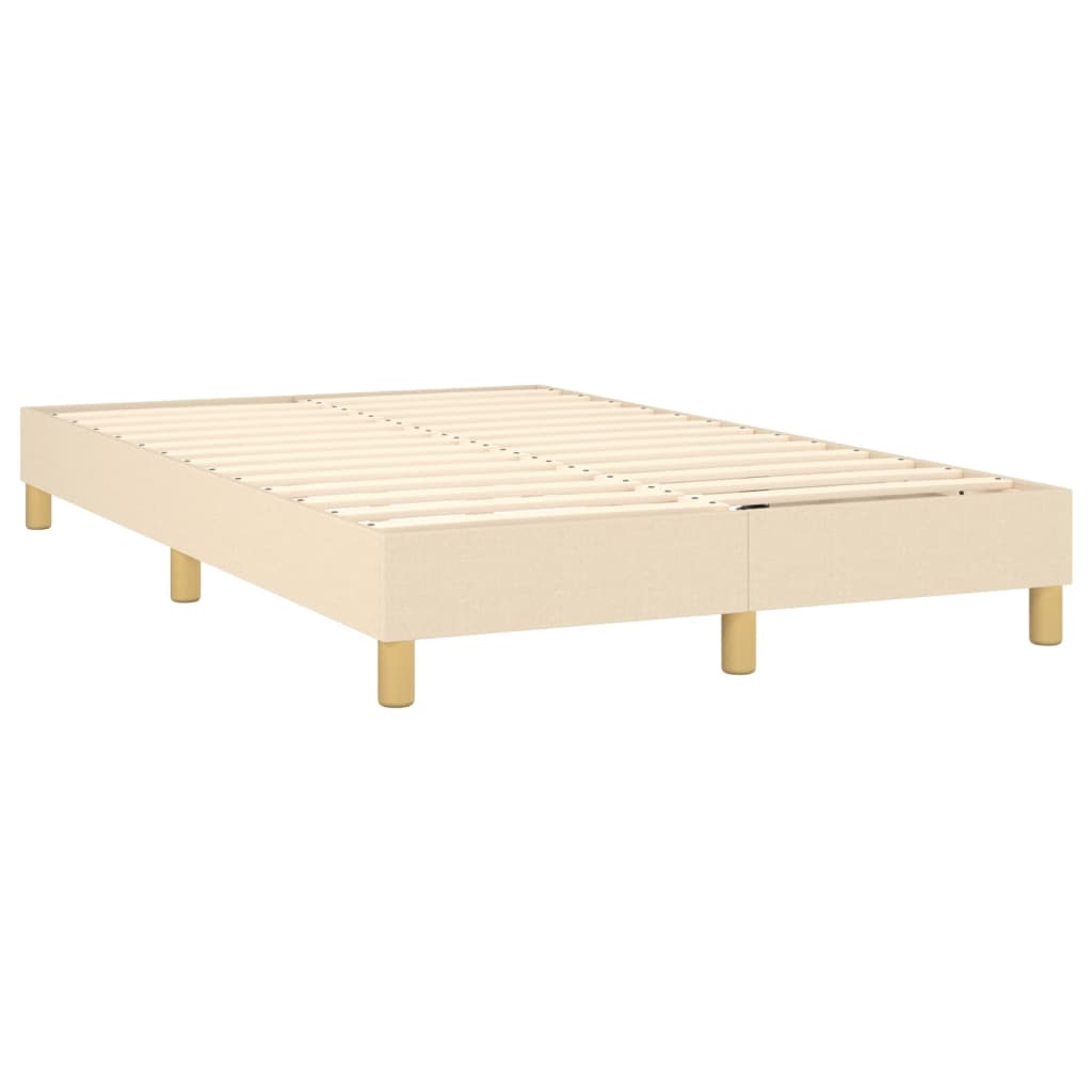 vidaXL Cama box spring c/ colchão e LED 120x200 cm tecido cor creme