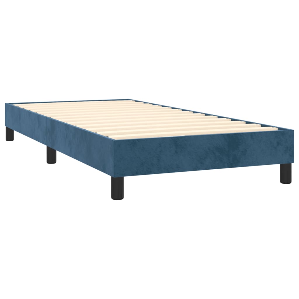 vidaXL Cama box spring c/ colchão/LED 90x200 cm veludo azul-escuro