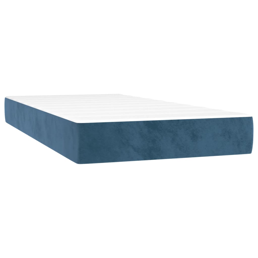 vidaXL Cama box spring c/ colchão/LED 90x200 cm veludo azul-escuro