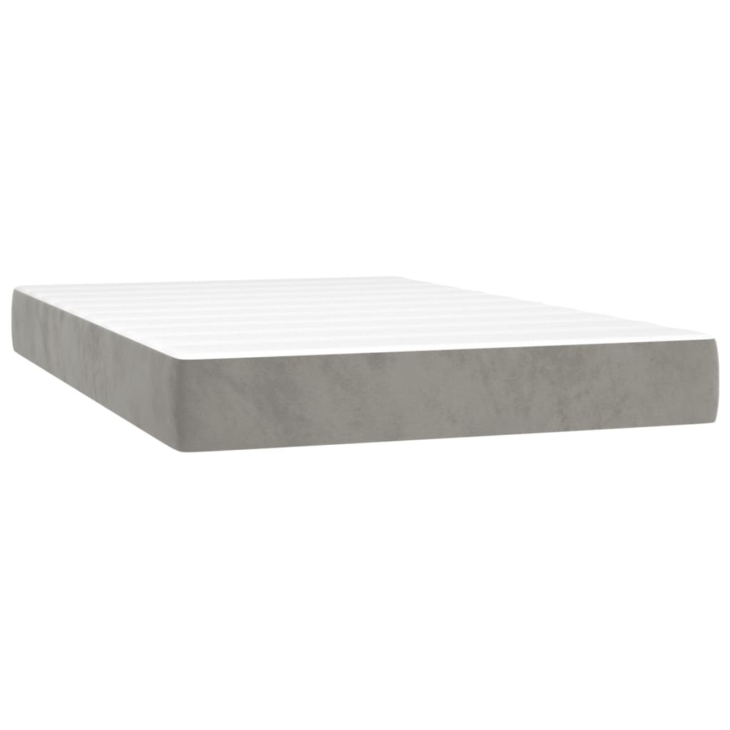 vidaXL Cama box spring c/ colchão/LED 120x200 cm veludo cinzento-claro