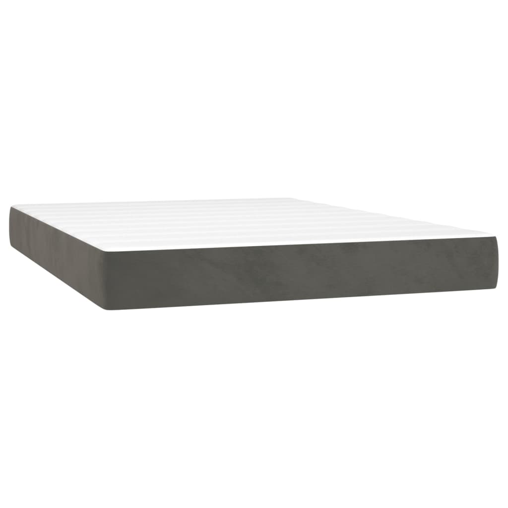 vidaXL Cama box spring c/ colchão/LED 140x200cm veludo cinzento-escuro