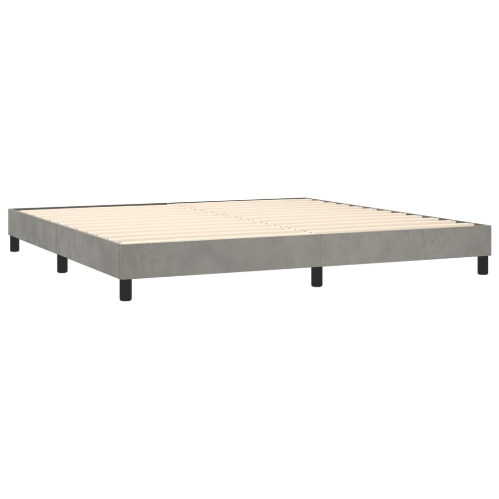 vidaXL Cama box spring c/ colchão/LED 200x200 cm veludo cinzento-claro