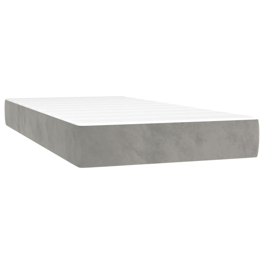 vidaXL Cama box spring c/ colchão/LED 200x200 cm veludo cinzento-claro