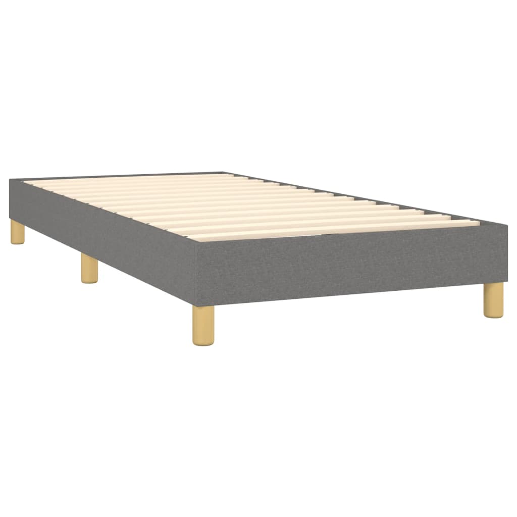 vidaXL Cama box spring c/ colchão e LED 90x200 cm tecido cinza-escuro