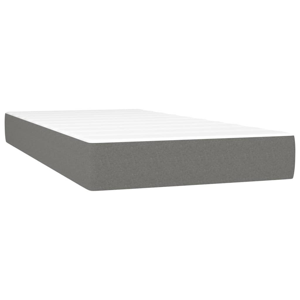 vidaXL Cama box spring c/ colchão e LED 90x200 cm tecido cinza-escuro