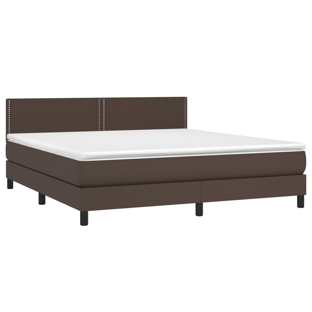 vidaXL Cama box spring c/ colchão/LED 180x200 cm couro artif. castanho