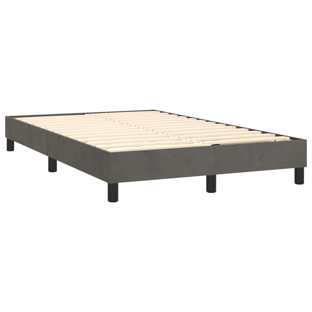 vidaXL Cama box spring c/ colchão/LED 120x200cm veludo cinzento-escuro