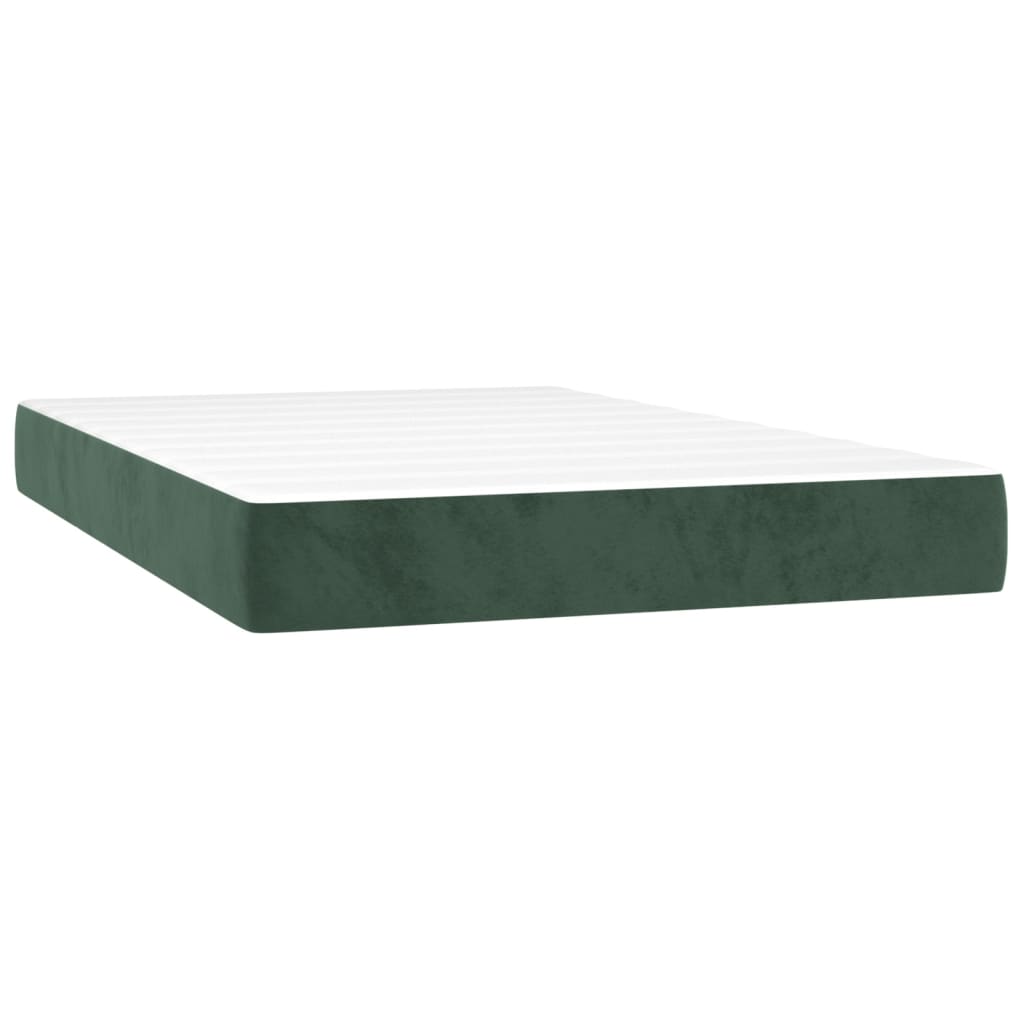 vidaXL Cama box spring c/ colchão/LED 120x200 cm veludo verde-escuro