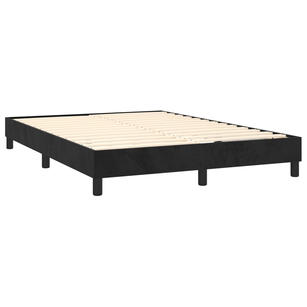 vidaXL Cama box spring c/ colchão/LED 140x190 cm veludo preto