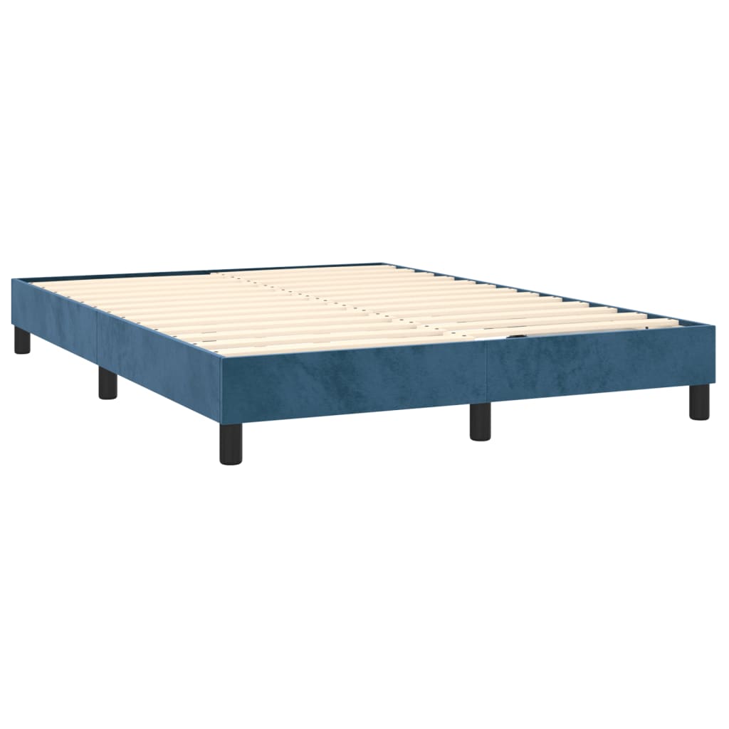 vidaXL Cama box spring c/ colchão/LED 140x190 cm veludo azul-escuro