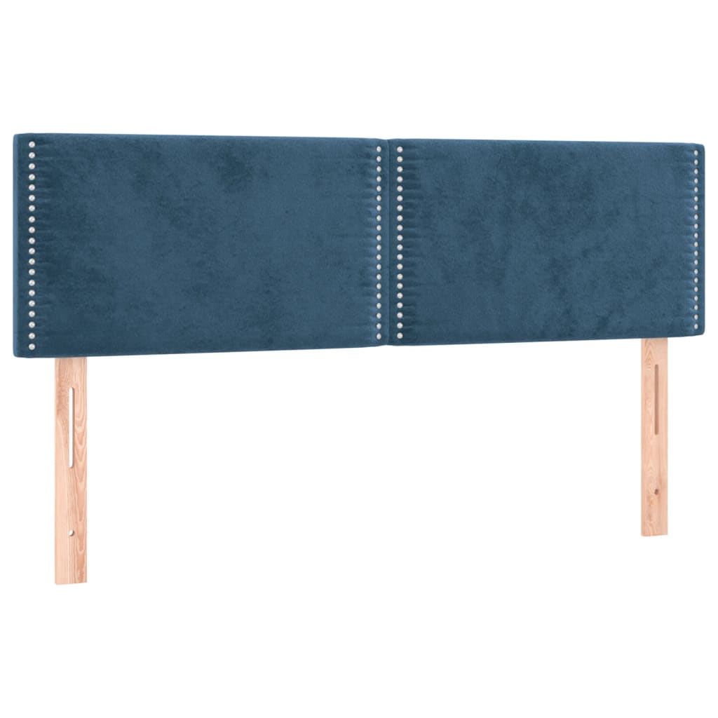 vidaXL Cama box spring c/ colchão/LED 140x190 cm veludo azul-escuro