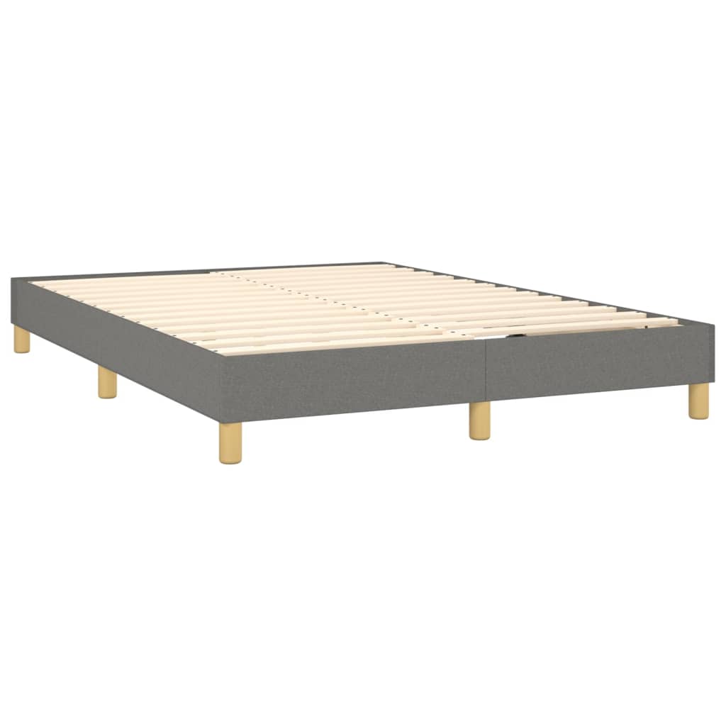 vidaXL Cama box spring c/ colchão e LED 140x200 cm tecido cinza-escuro