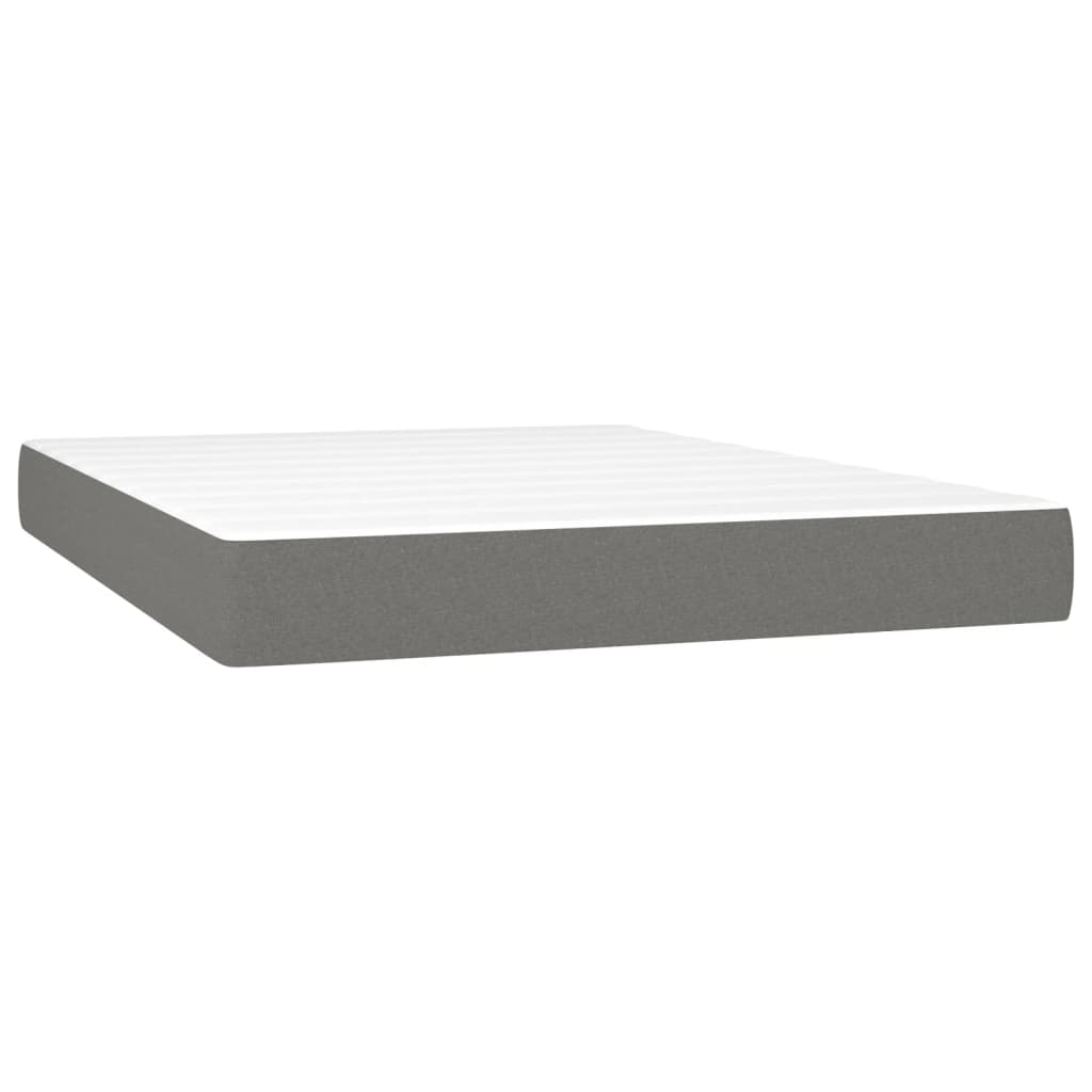 vidaXL Cama box spring c/ colchão e LED 140x200 cm tecido cinza-escuro