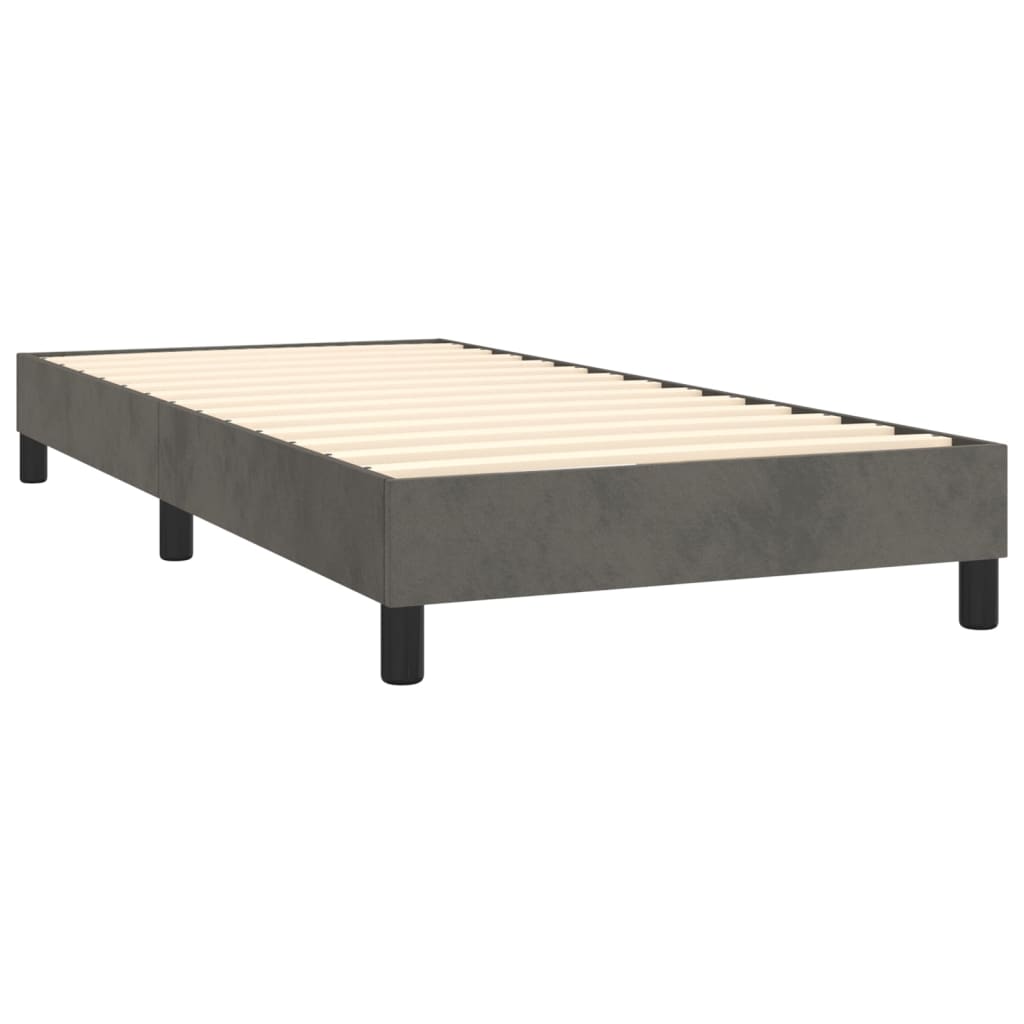 vidaXL Cama box spring c/ colchão/LED 80x200 cm veludo cinzento-escuro