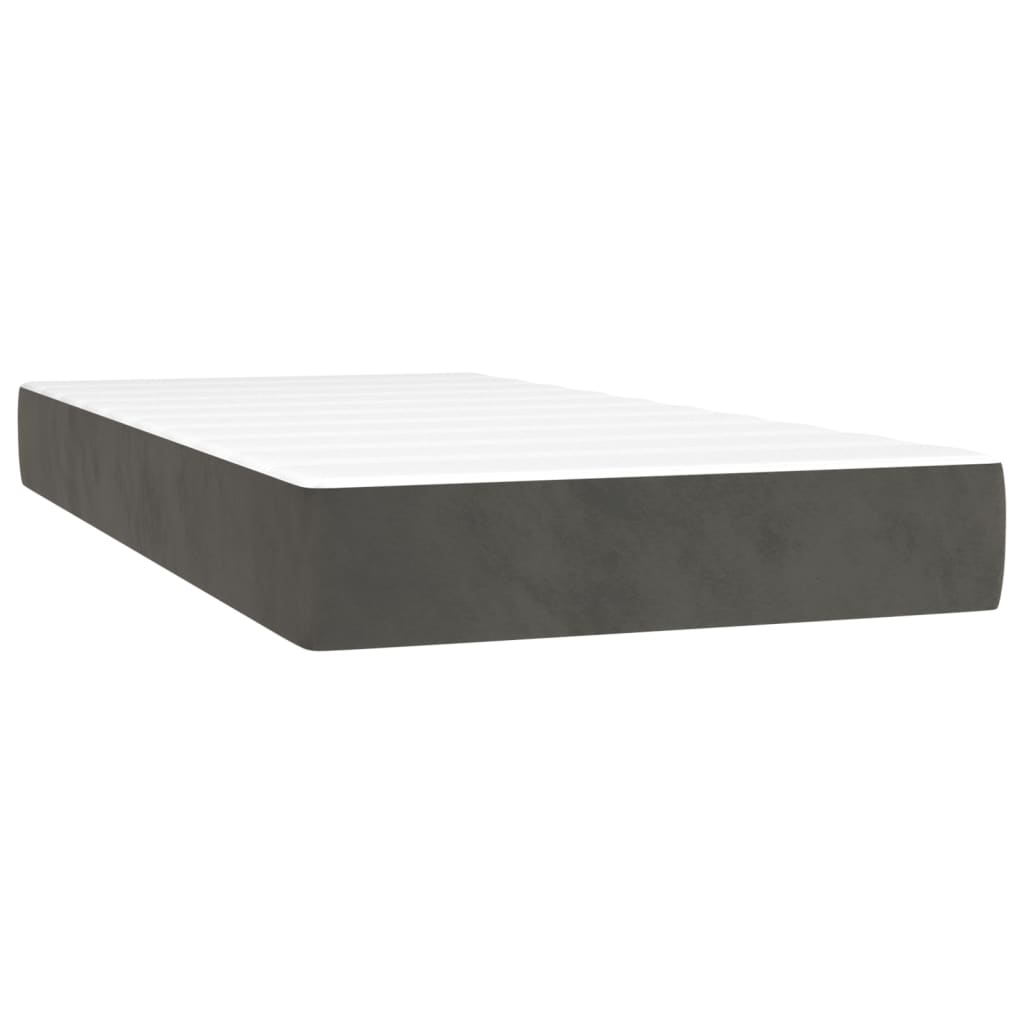 vidaXL Cama box spring c/ colchão/LED 80x200 cm veludo cinzento-escuro