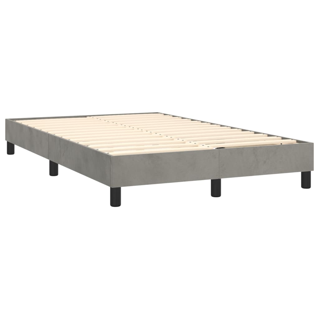 vidaXL Cama box spring c/ colchão/LED 120x200 cm veludo cinzento-claro