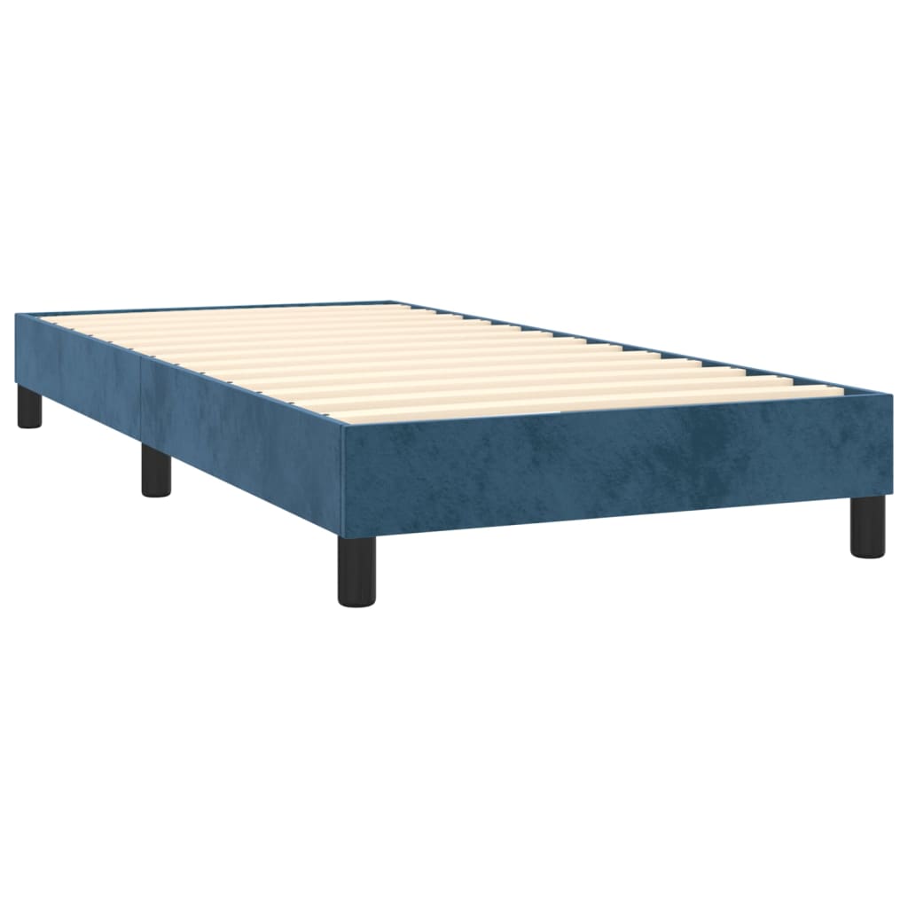 vidaXL Cama box spring c/ colchão/LED 80x200 cm veludo azul-escuro