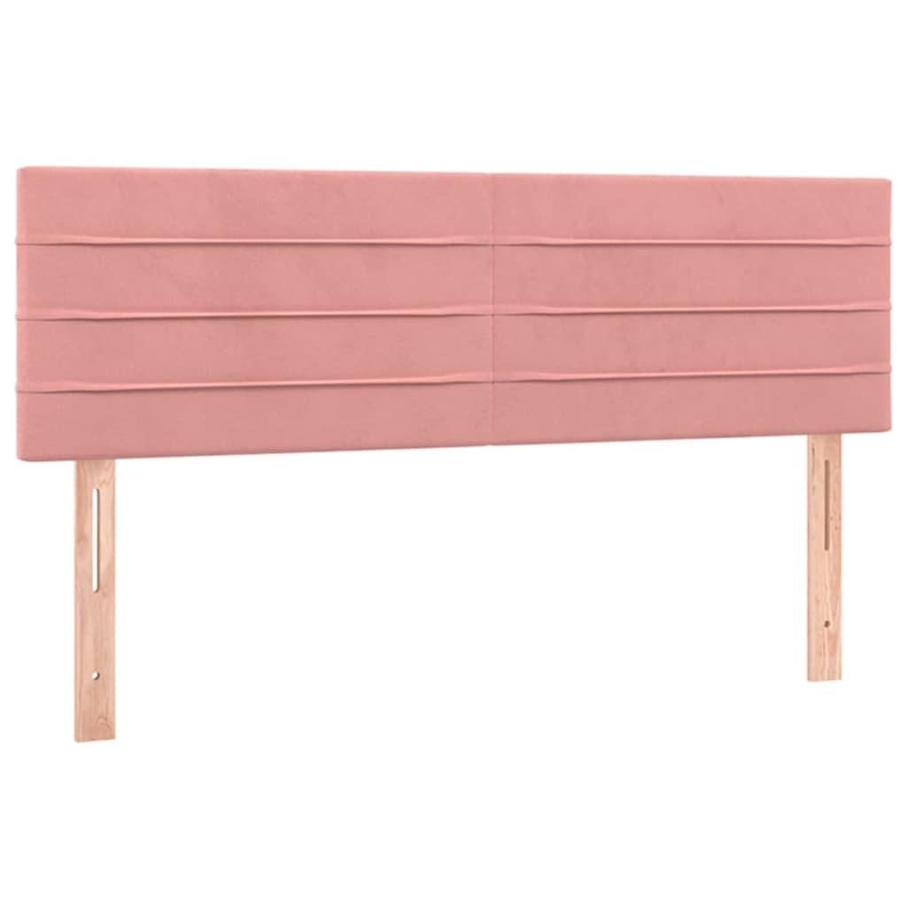 vidaXL Cama box spring c/ colchão/LED 140x200 cm veludo rosa