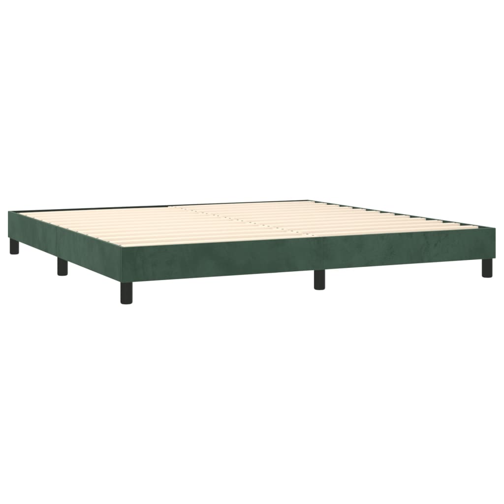 vidaXL Cama box spring c/ colchão/LED 200x200 cm veludo verde-escuro