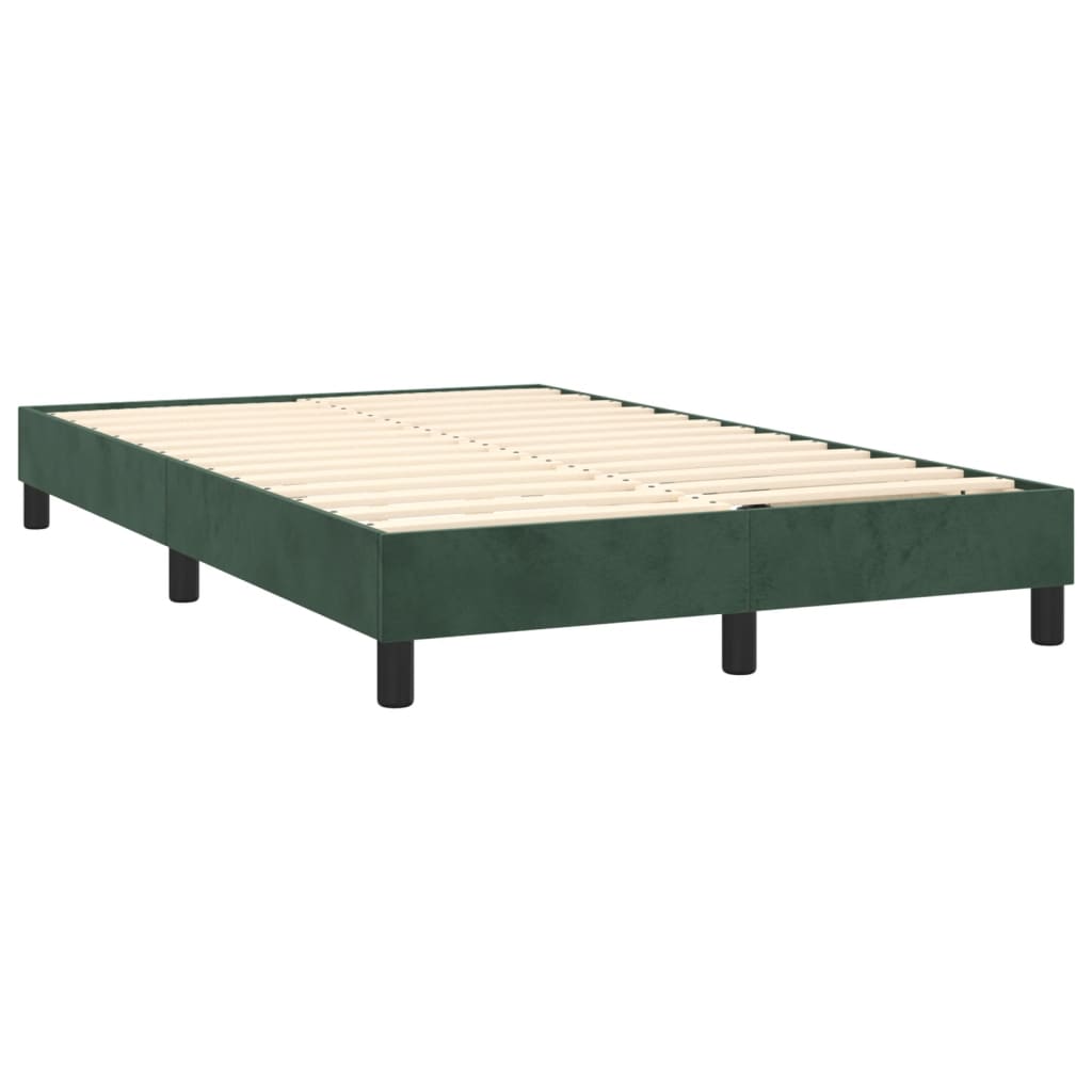 vidaXL Cama box spring c/ colchão/LED 120x200 cm veludo verde-escuro