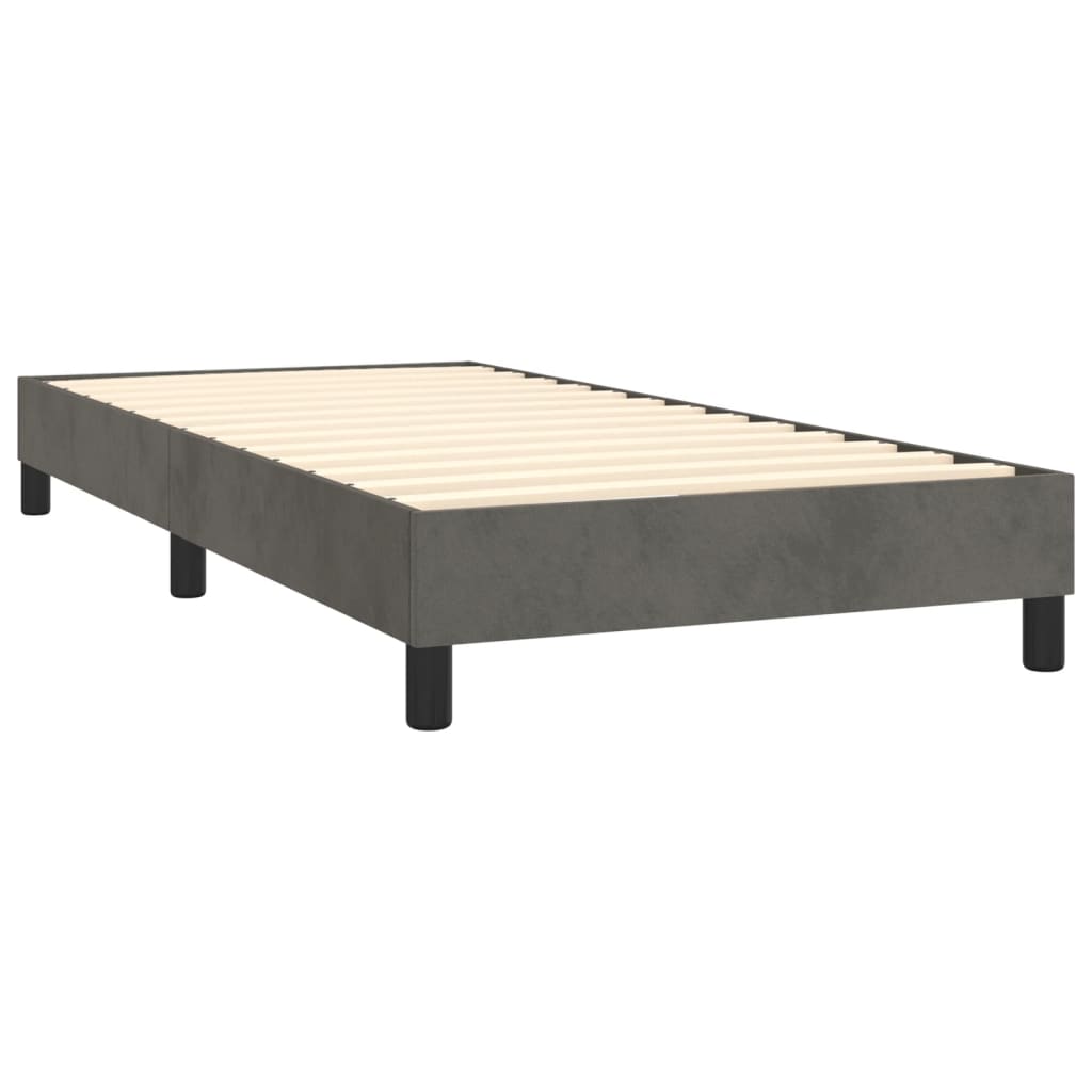 vidaXL Cama box spring c/ colchão/LED 90x190 cm veludo cinzento-escuro