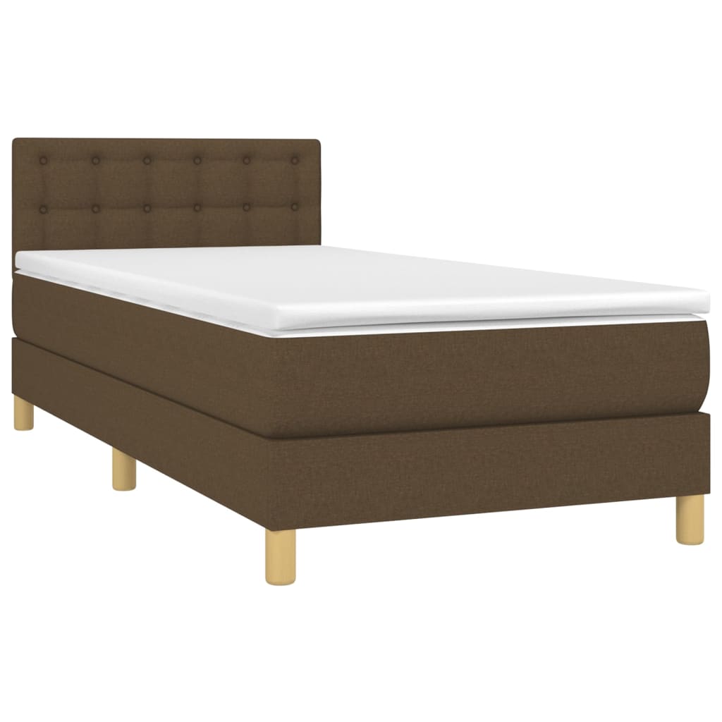 vidaXL Cama box spring c/ colchão/LED 80x200cm tecido castanho-escuro