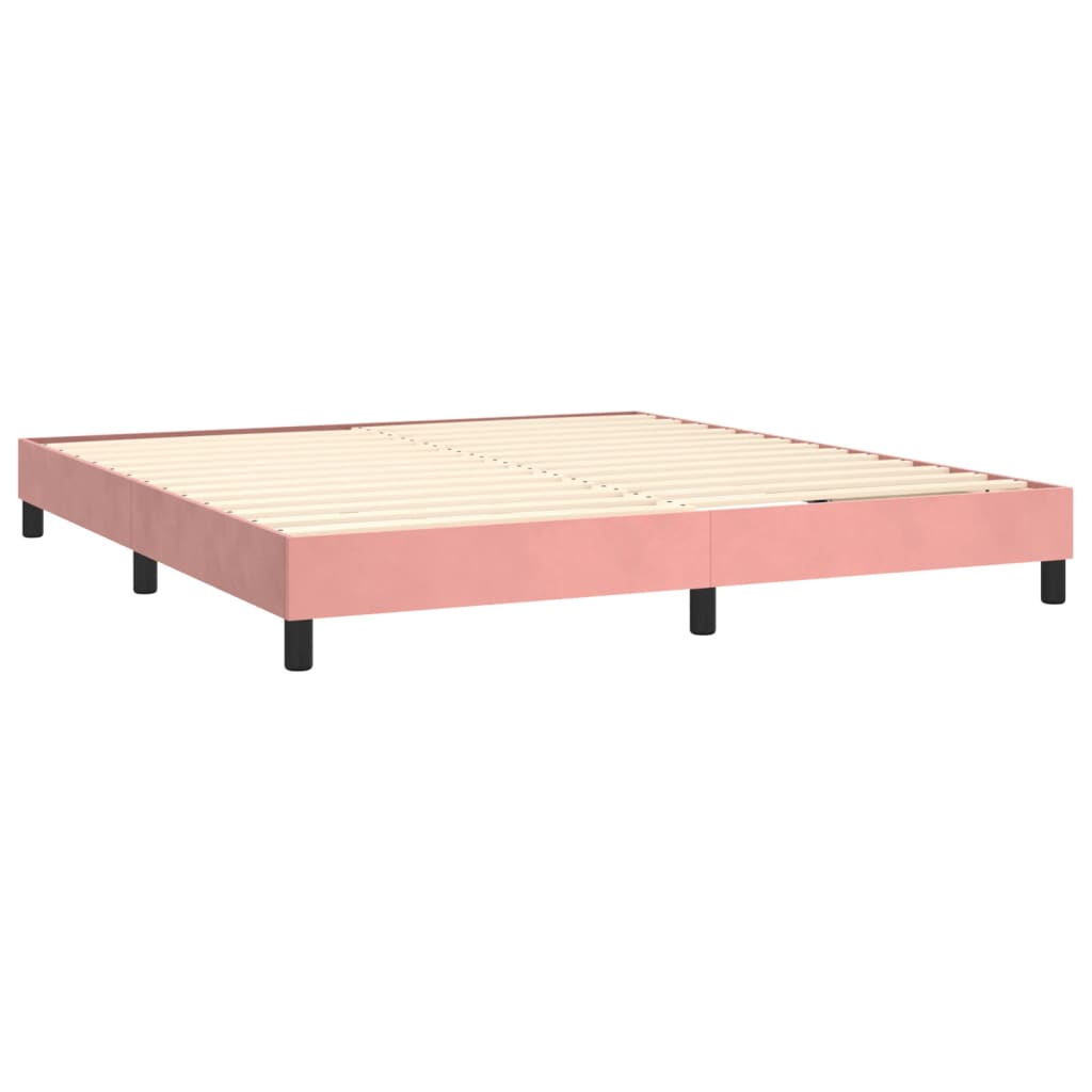 vidaXL Cama box spring c/ colchão/LED 180x200 cm veludo rosa