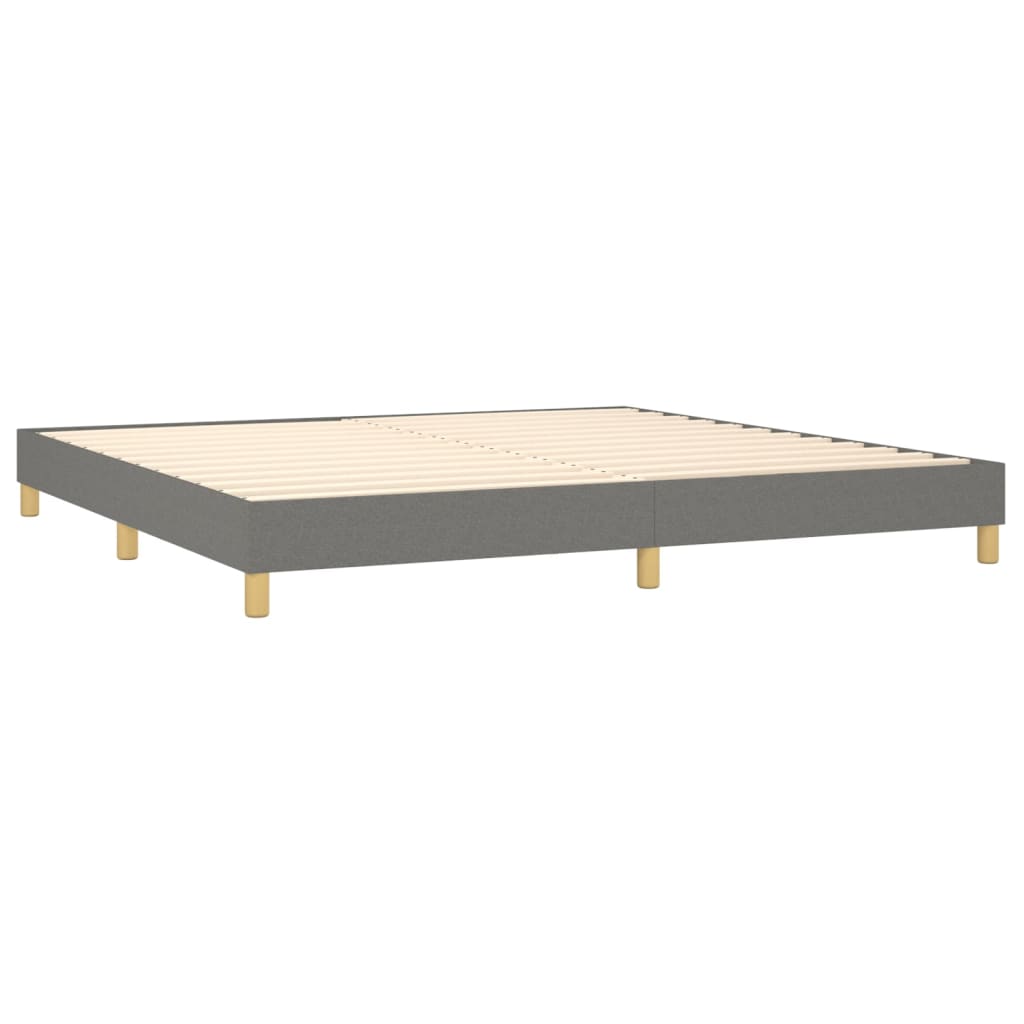 vidaXL Cama box spring c/ colchão e LED 200x200 cm tecido cinza-escuro