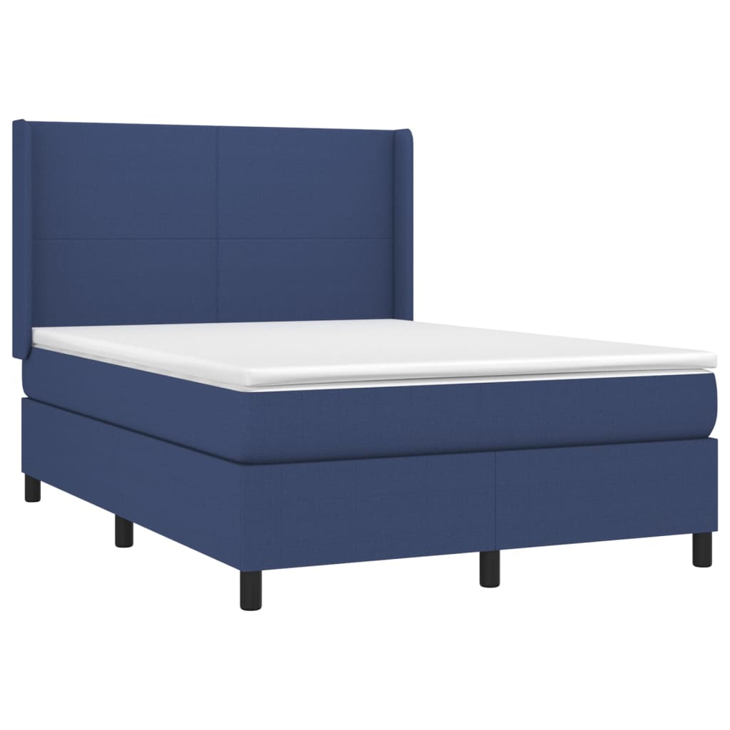 vidaXL Cama box spring c/ colchão e LED 140x200 cm tecido azul