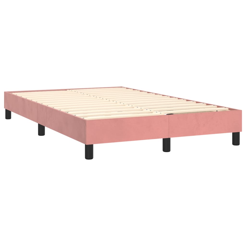 vidaXL Cama box spring c/ colchão/LED 120x200 cm veludo rosa