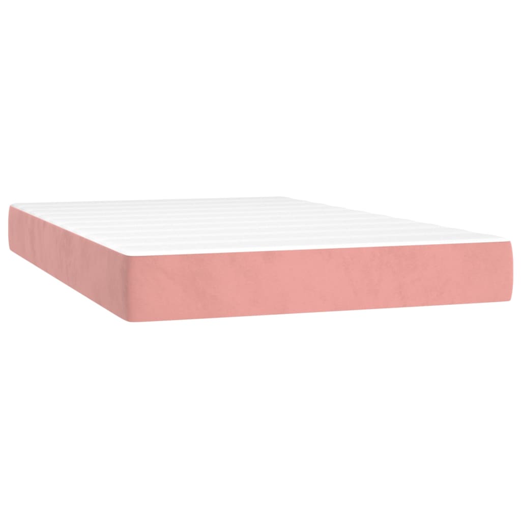 vidaXL Cama box spring c/ colchão/LED 120x200 cm veludo rosa