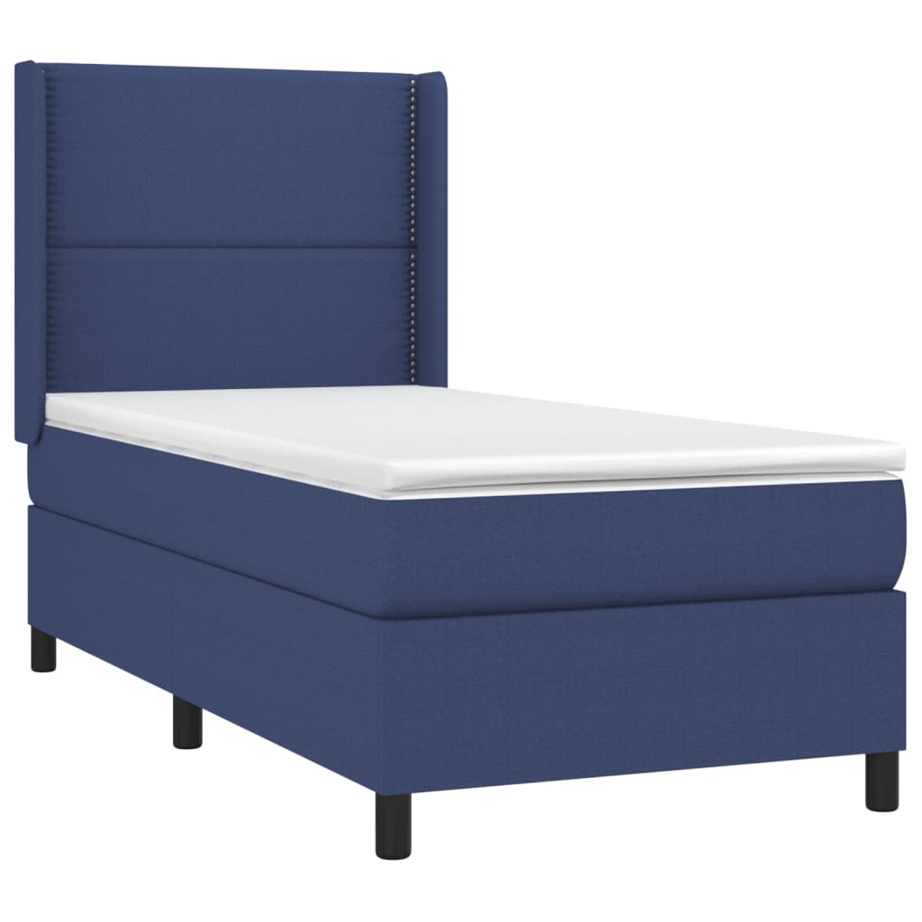 vidaXL Cama box spring c/ colchão e LED 100x200 cm tecido azul