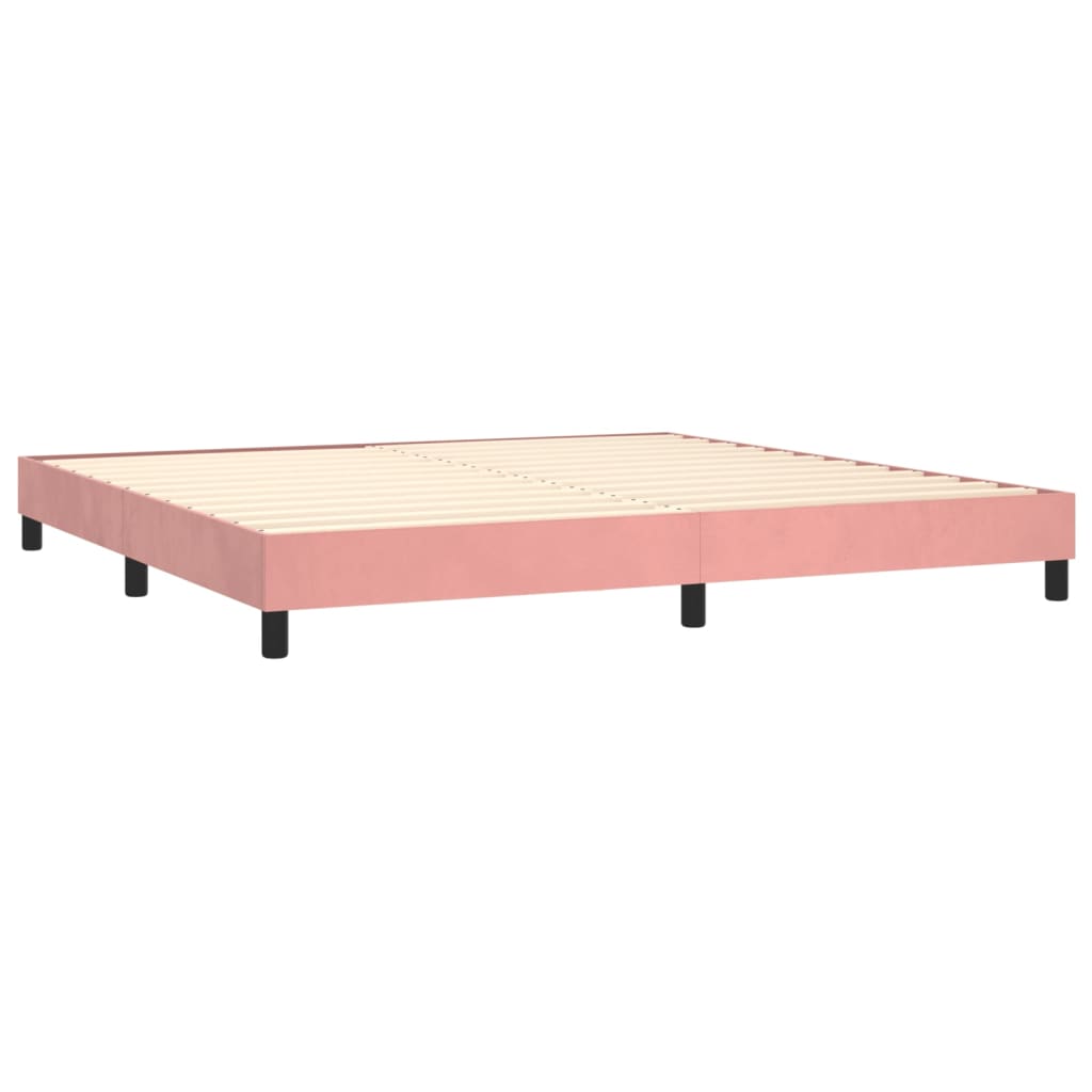 vidaXL Cama box spring c/ colchão/LED 200x200 cm veludo rosa