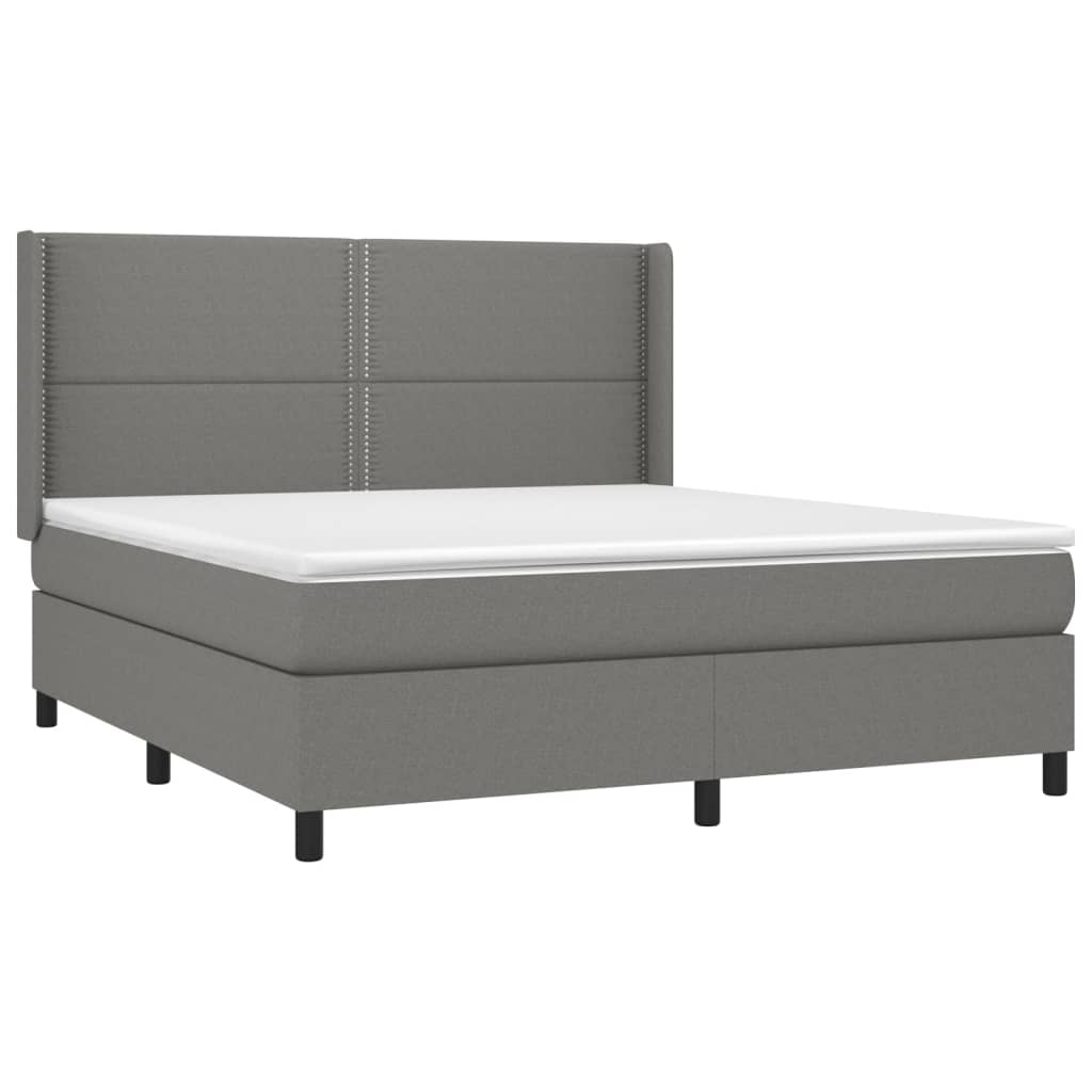 vidaXL Cama box spring c/ colchão e LED 160x200 cm tecido cinza-escuro