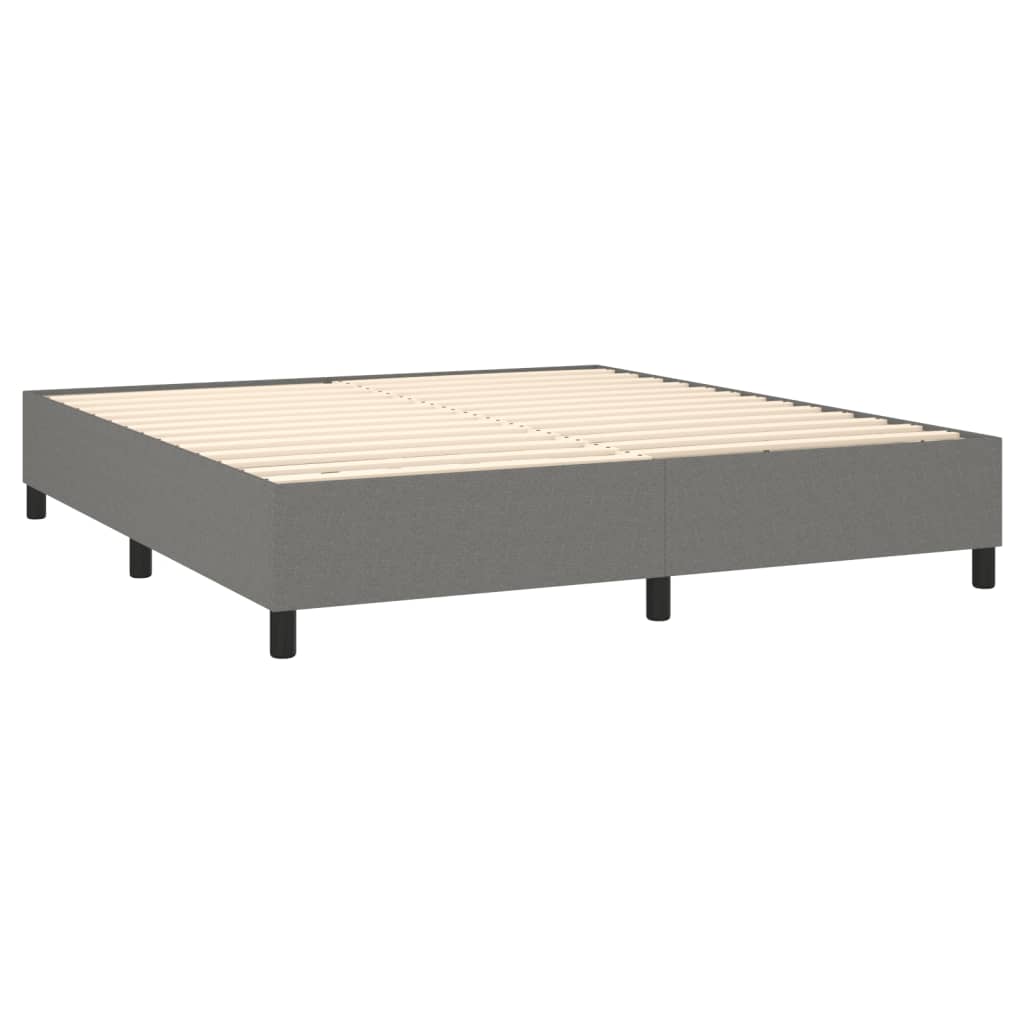 vidaXL Cama box spring c/ colchão e LED 160x200 cm tecido cinza-escuro