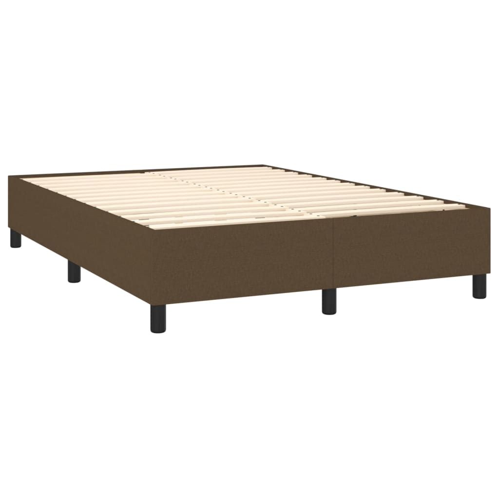 vidaXL Cama box spring c/ colchão/LED 140x190cm tecido castanho-escuro