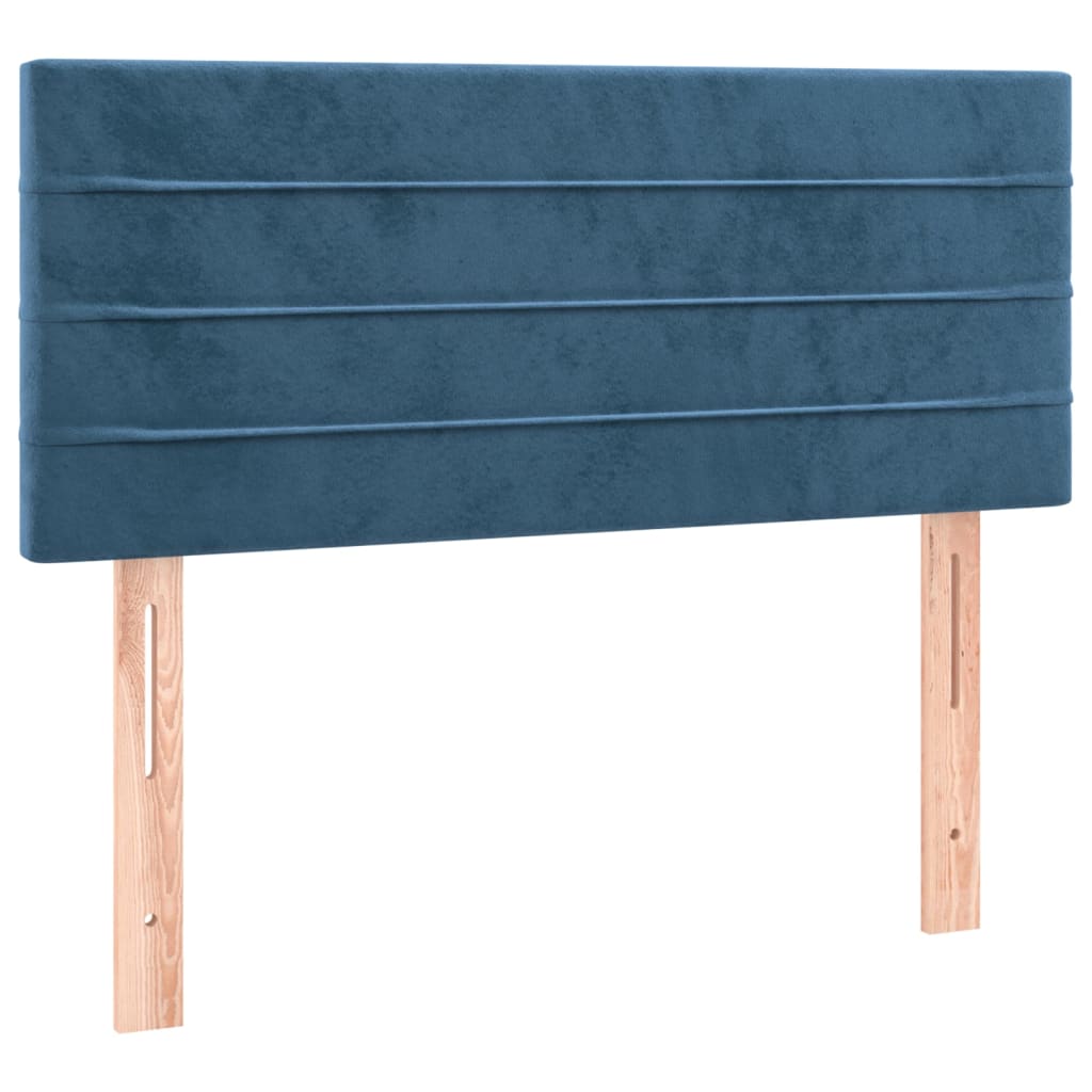 vidaXL Cama box spring c/ colchão/LED 100x200 cm veludo azul-escuro