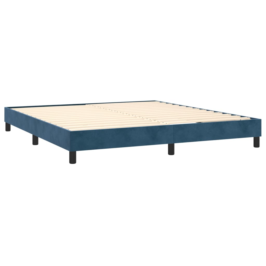 vidaXL Cama box spring c/ colchão/LED 160x200 cm veludo azul-escuro