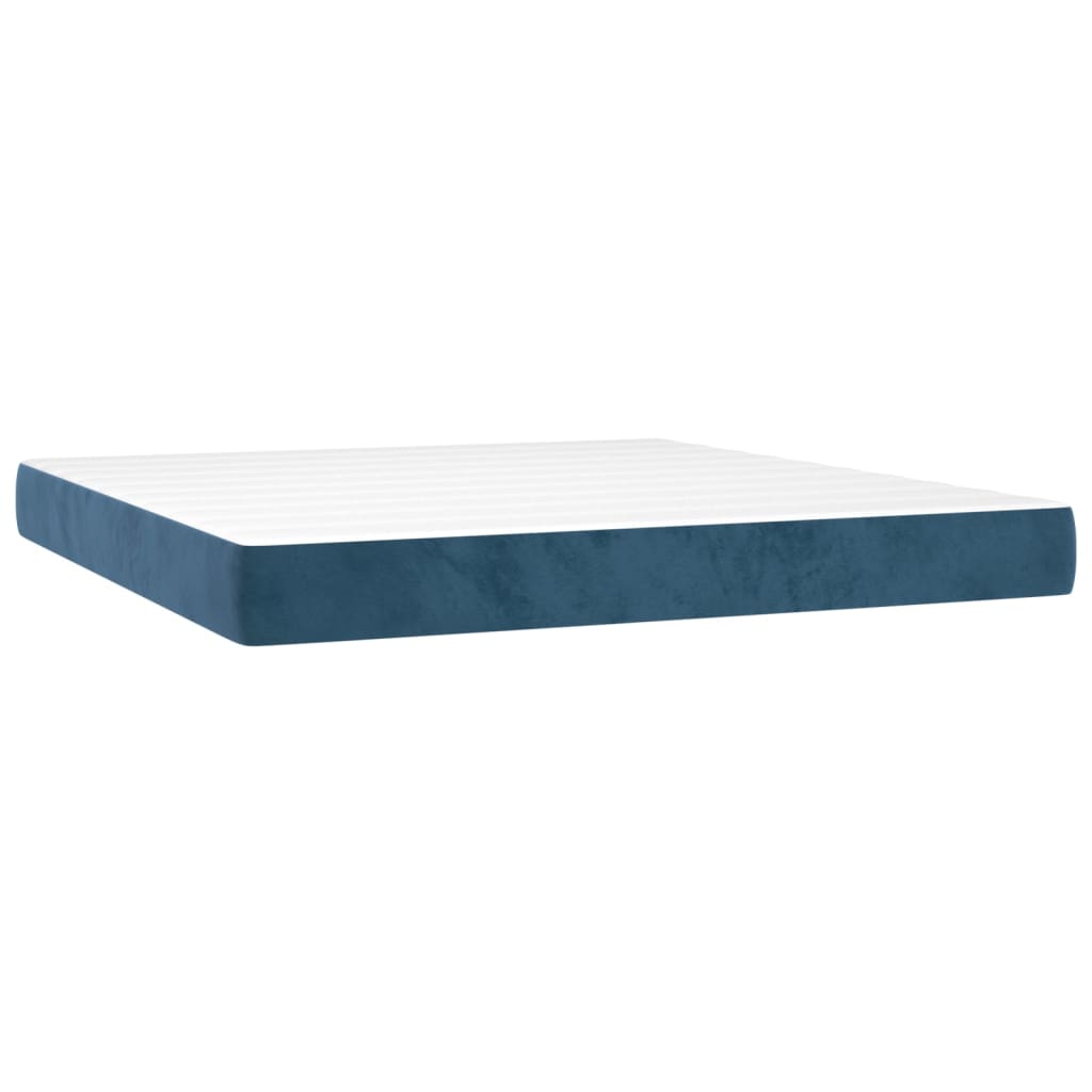 vidaXL Cama box spring c/ colchão/LED 160x200 cm veludo azul-escuro