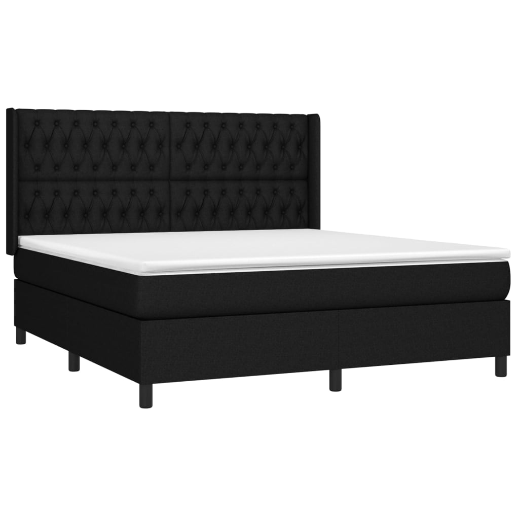 vidaXL Cama box spring c/ colchão e LED 180x200 cm tecido preto