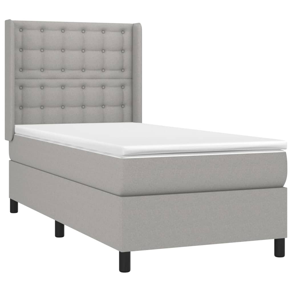 vidaXL Cama box spring c/ colchão e LED 80x200 cm tecido cinza-claro