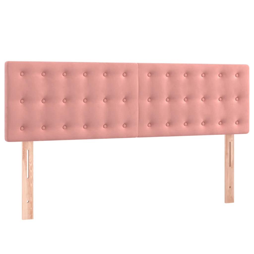 vidaXL Cama box spring c/ colchão/LED 140x190 cm veludo rosa