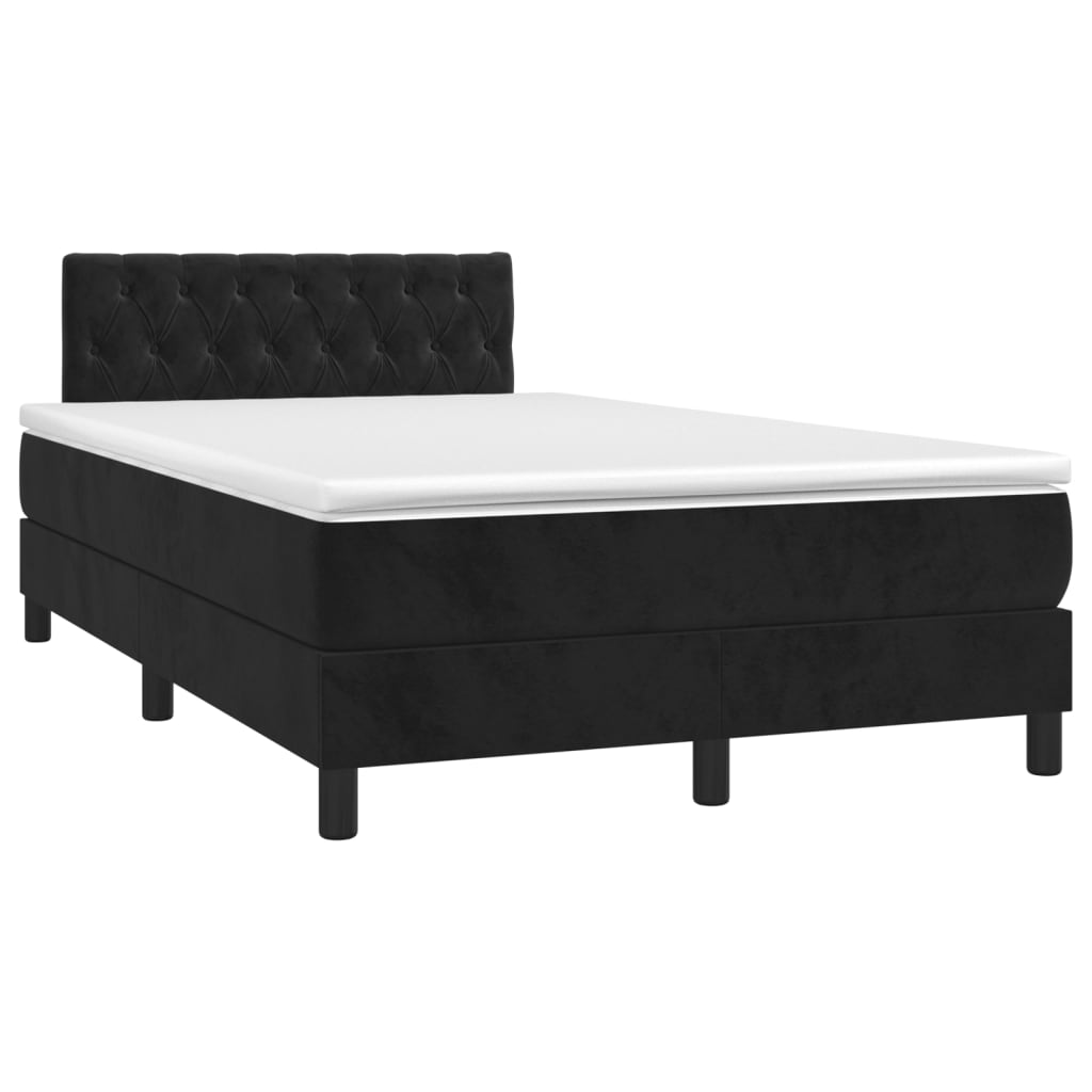 vidaXL Cama box spring c/ colchão/LED 120x200 cm veludo preto