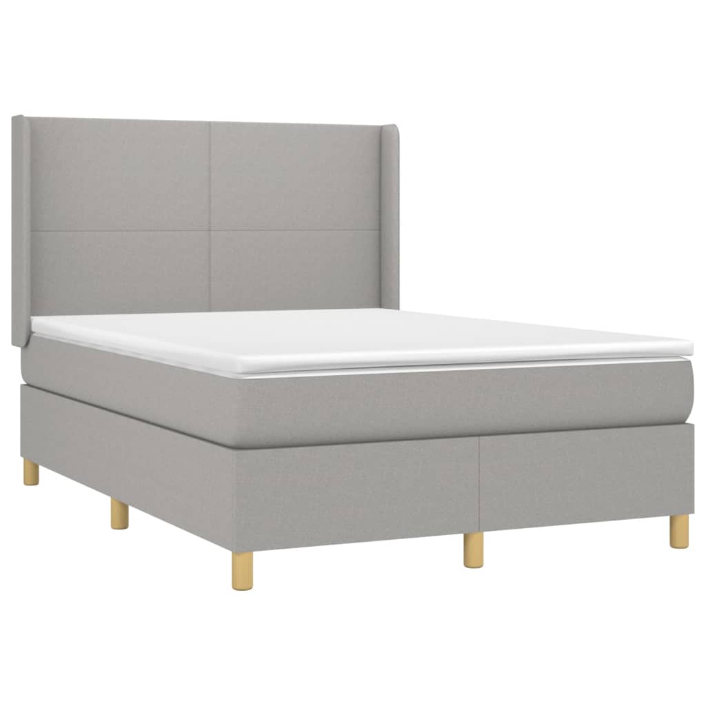 vidaXL Cama box spring c/ colchão e LED 140x200 cm tecido cinza-claro