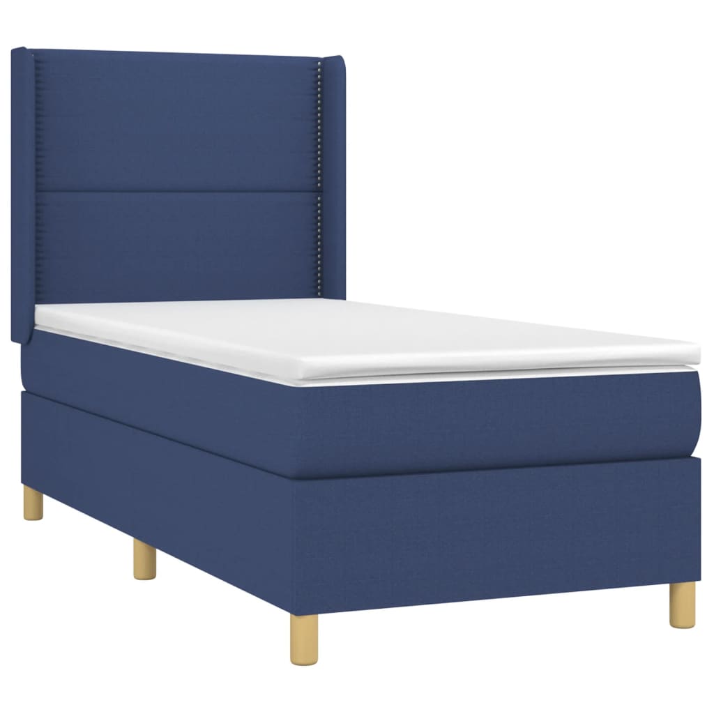 vidaXL Cama box spring c/ colchão e LED 80x200 cm tecido azul