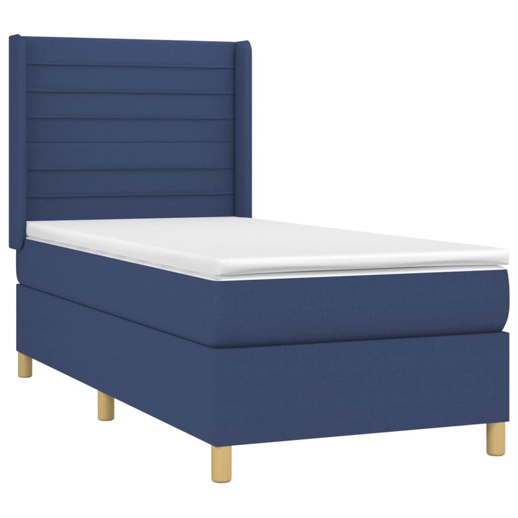 vidaXL Cama box spring c/ colchão e LED 90x190 cm tecido azul